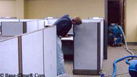 Bob's steam cleaning can even clean fabric office desk partitions